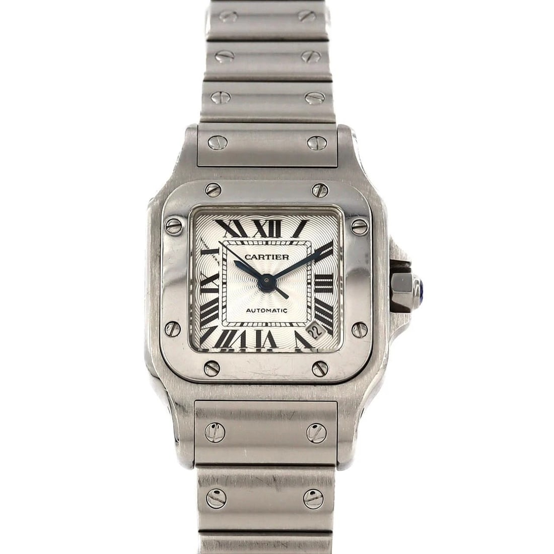 CARTIER SANTOS GALBEE SM WATCH: Cartier Santos Galbee SM Watch Brand: CARTIER Type/Style: Wrist watch Material: Case: Stainless Steel Breath: Stainless Steel Color: Dial color: Silver/Roman Size: Case diameter: 24x35mm Max wrist