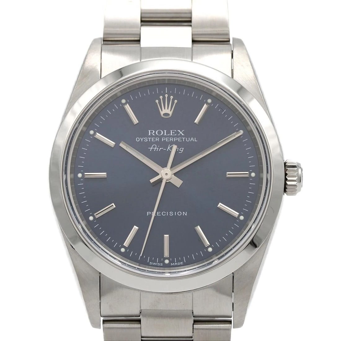 ROLEX AIR-KING STAINLESS STEEL MECHANICAL AUTOMATIC WATCH: Rolex Air-King Stainless Steel Mechanical Automatic Watch Brand: ROLEx Type/Style: Wrist watch Material: Case: Stainless Steel Breath: Stainless Steel Color: Dial color: Blue Size: Case diameter: Appr