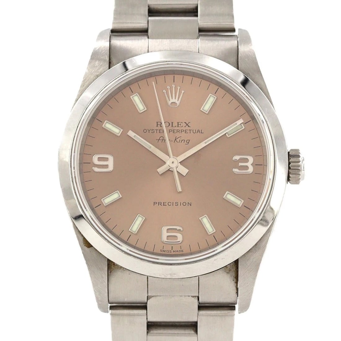 ROLEX AIR-KING STAINLESS STEEL ME WATCH: Rolex Air-King Stainless Steel Me Watch Brand: ROLEx Type/Style: Wrist watch Material: Case: Stainless Steel Breath: Stainless Steel Color: Dial color: Pink Size: Case diameter: Approx. 34 mm Max