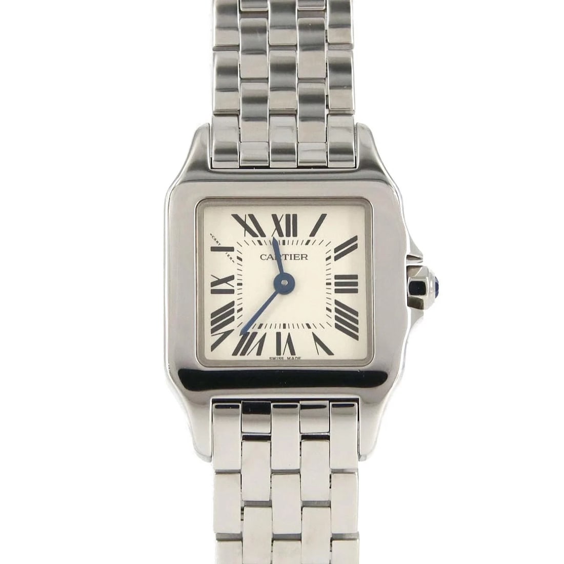 CARTIER SANTOS DE CARTIER SM STAINLESS STEEL QUARTZ WATCH: Cartier Santos de Cartier SM Stainless Steel Quartz Watch Brand: CARTIER Type/Style: Wrist watch Material: Case: Stainless Steel Breath: Stainless Steel Color: Dial color: Silver/Roman Size: Case