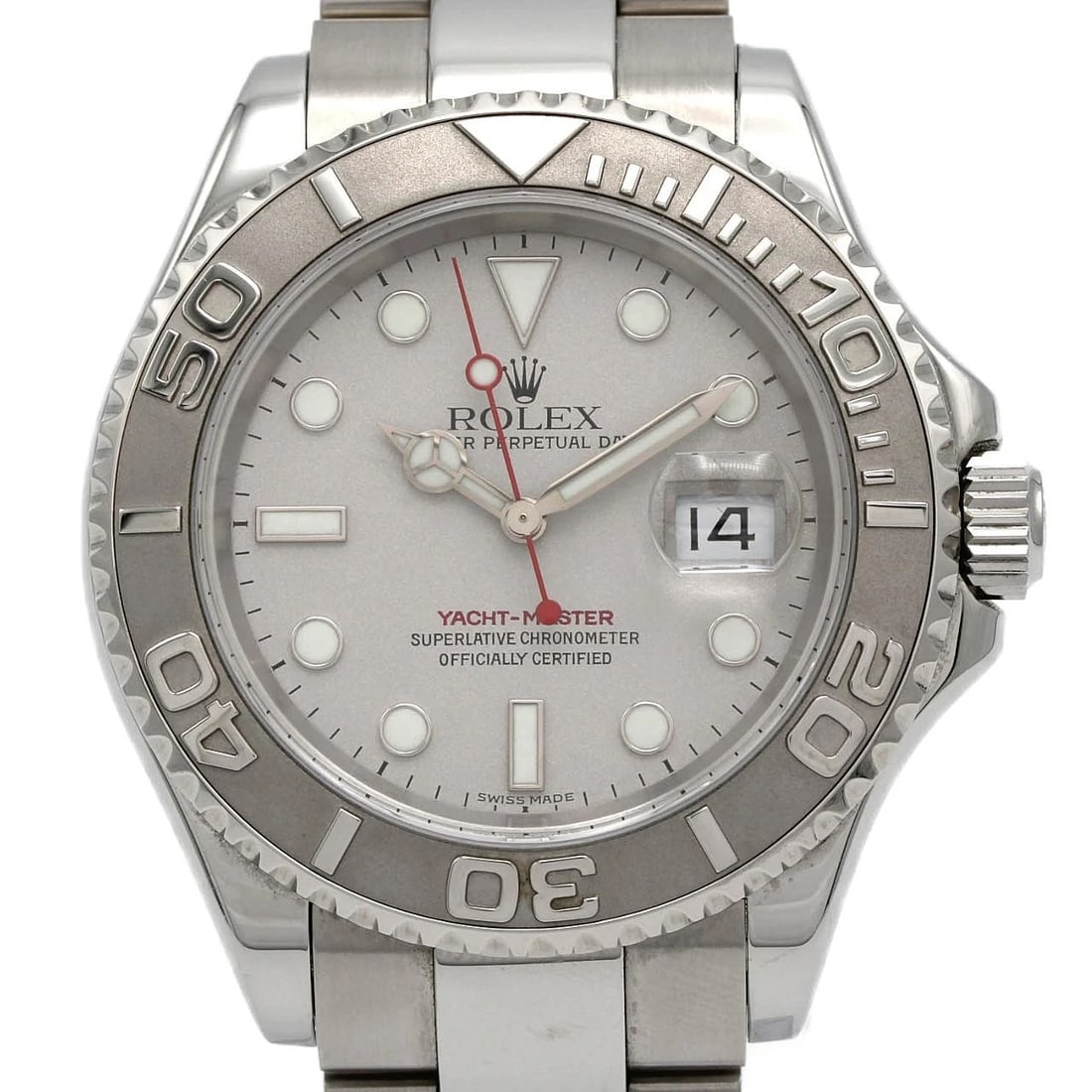 ROLEX YACHTMASTER ROLESIUM SSXPT WATCH: Rolex Yachtmaster Rolesium SSxPT Watch Brand: ROLEx Type/Style: Wrist watch Material: Case: Stainless steel x Platinum Bracelet: Stainless steel Color: Dial Color: Silver Size: Case diameter: Approx. 