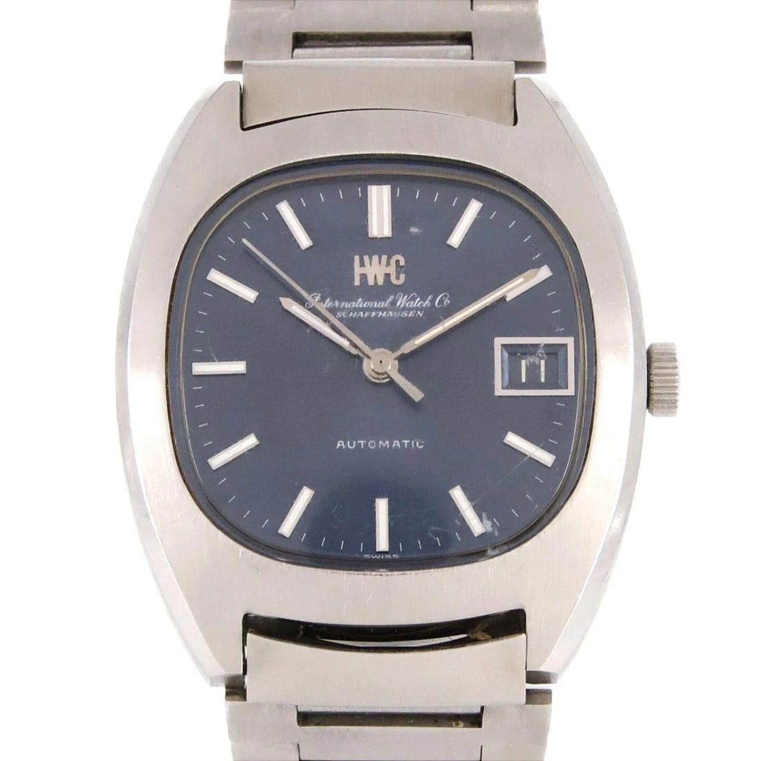 IWC OLD INTERNATIONAL WATCH: IWC Old International Watch Brand: IWC Type/Style: Wrist watch Material: Case: Stainless Steel Breath: Stainless Steel Color: Dial color: Blue Size: Case diameter: Approx. 35mm Max wrist