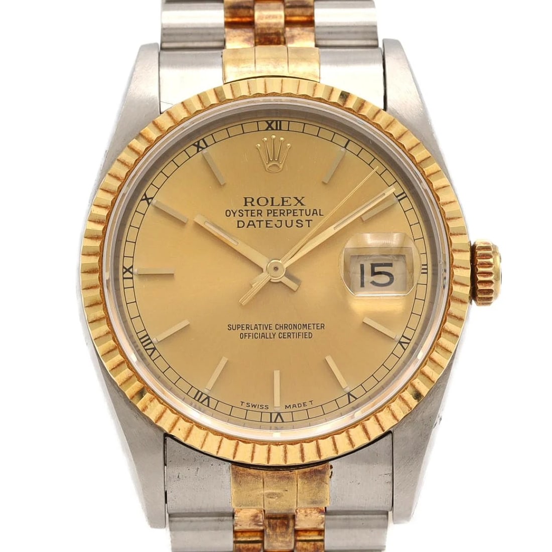 ROLEX DATEJUST SSXYG MECHANICAL WATCH: Rolex Datejust SSxYG Mechanical Watch Brand: ROLEx Type/Style: Wrist watch Material: Case: Stainless steel x yellow gold Bracelet: Stainless steel x yellow gold Color: Dial color: Gold Size: Case diam