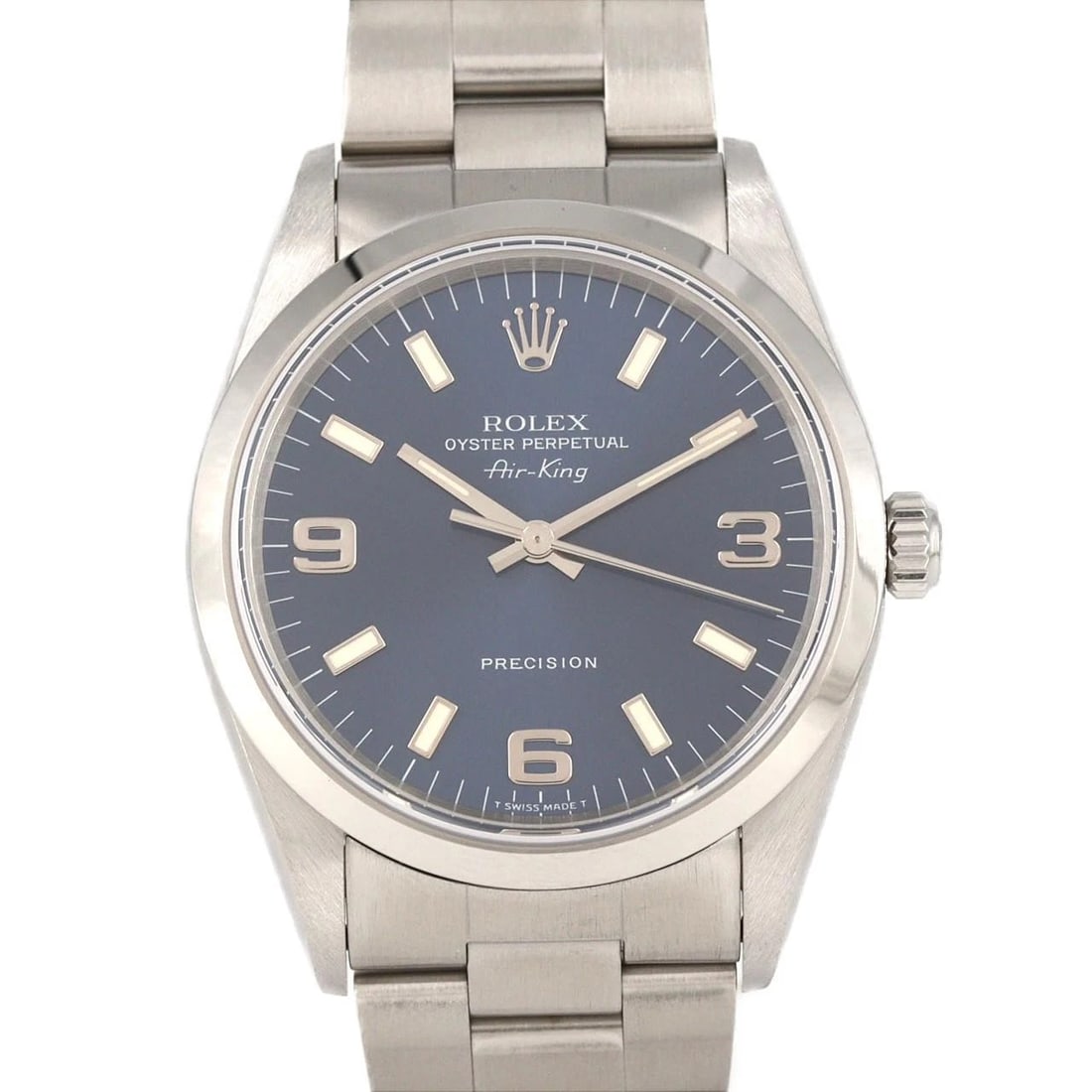 ROLEX AIR-KING STAINLESS STEEL MECHANICAL AUTOMATIC WATCH: Rolex Air-King Stainless Steel Mechanical Automatic Watch Brand: ROLEx Type/Style: Wrist watch Material: Case: Stainless Steel Breath: Stainless Steel Color: Dial color: Blue Size: Case diameter: Appr