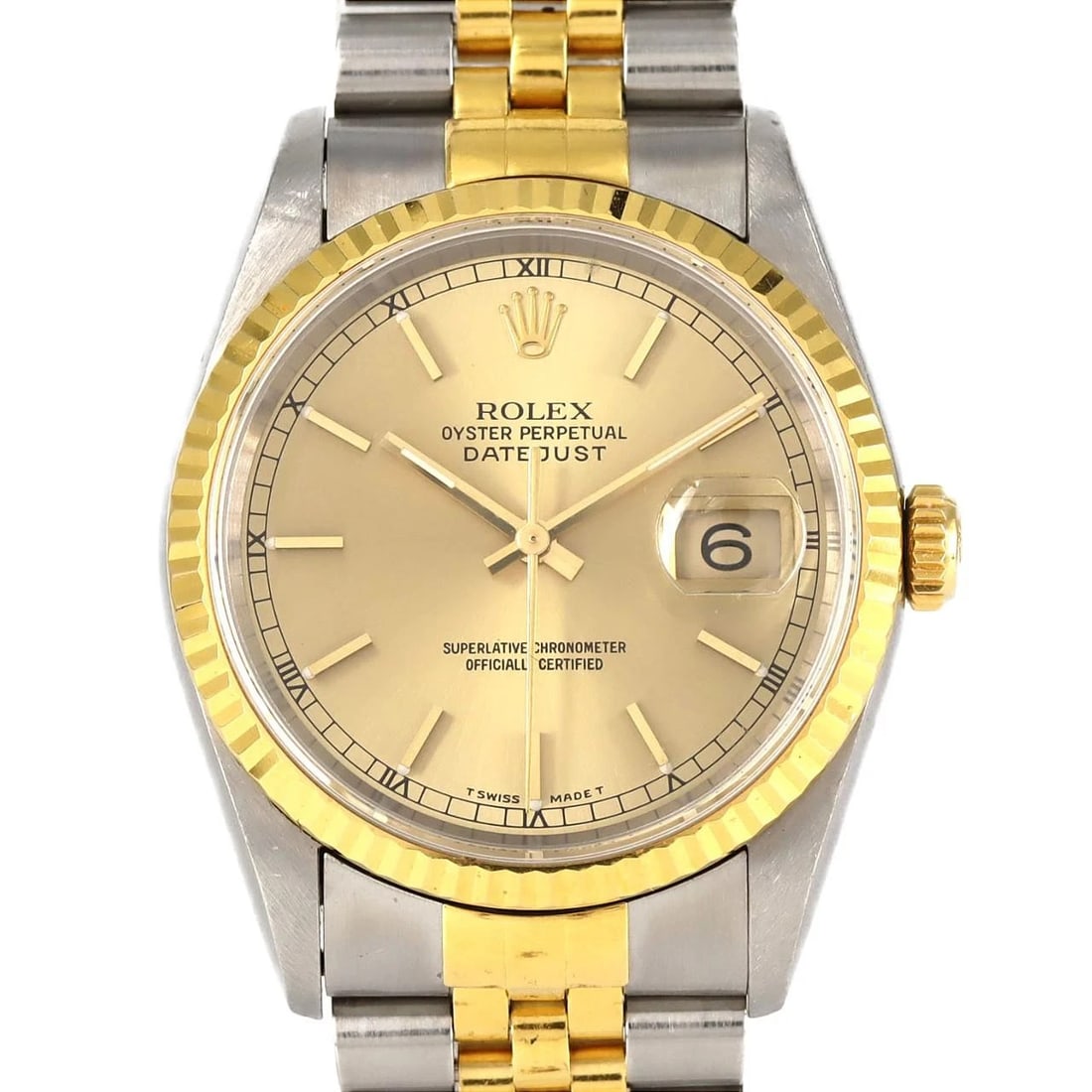 ROLEX DATEJUST SSXYG MECHANICAL WATCH: Rolex Datejust SSxYG Mechanical Watch Brand: ROLEx Type/Style: Wrist watch Material: Case: Stainless steel x yellow gold Bracelet: Stainless steel x yellow gold Color: Dial color: Gold Size: Case diam