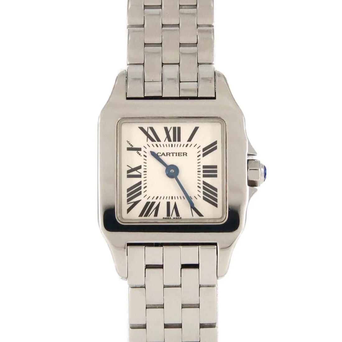 CARTIER SANTOS DE CARTIER SM STAINLESS STEEL QUARTZ WATCH: Cartier Santos de Cartier SM Stainless Steel Quartz Watch Brand: CARTIER Type/Style: Wrist watch Material: Case: Stainless Steel Breath: Stainless Steel Color: Dial color: Silver/Roman Size: Case diam