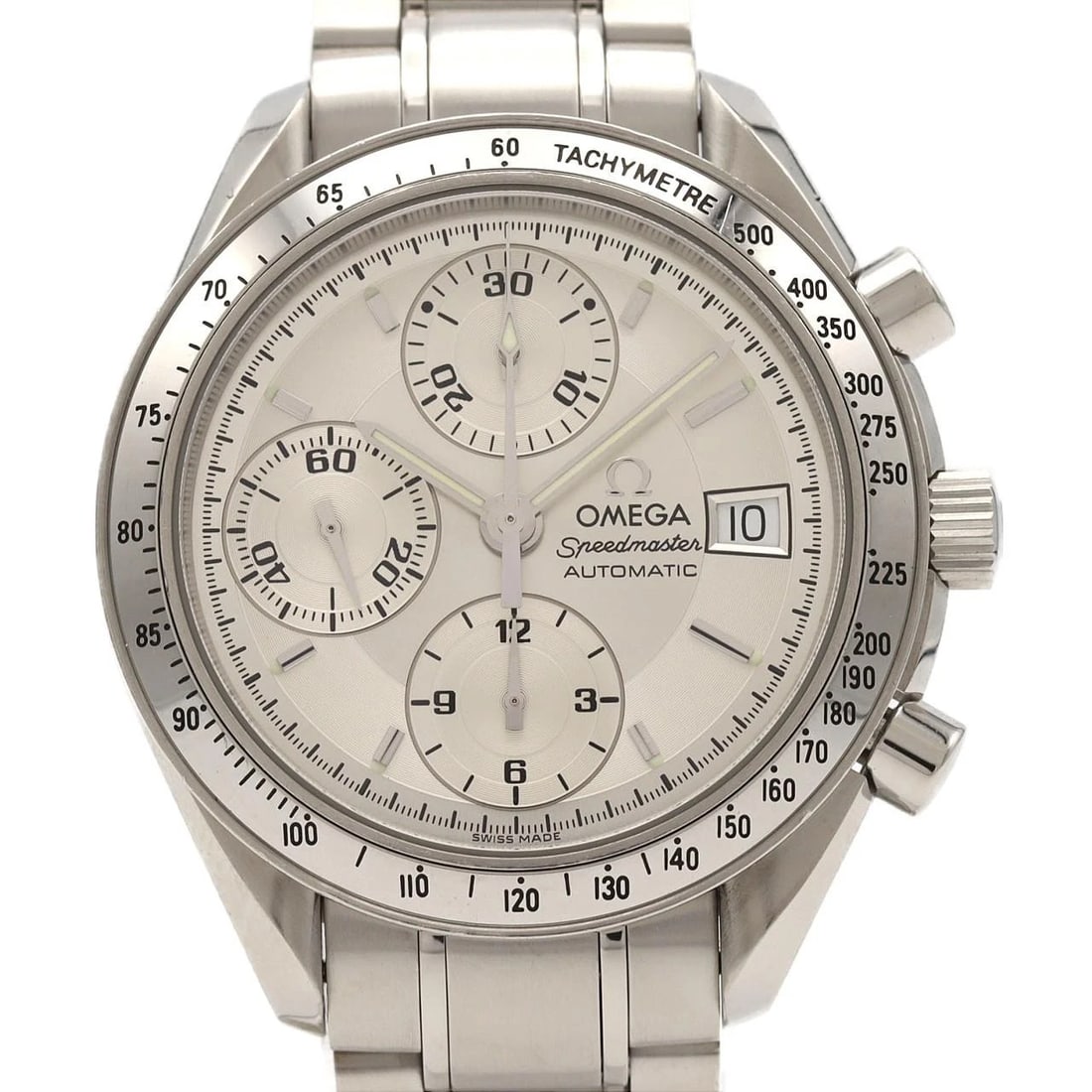 OMEGA SPEEDMASTER DATE STAINLESS STEEL MECHANICAL AUTOMATI WATCH: Omega Speedmaster Date Stainless Steel Mechanical Automati Watch Brand: OMEGA Type/Style: Wrist watch Material: Case: Stainless Steel Breath: Stainless Steel Color: Dial Color: Silver Size: Case diame