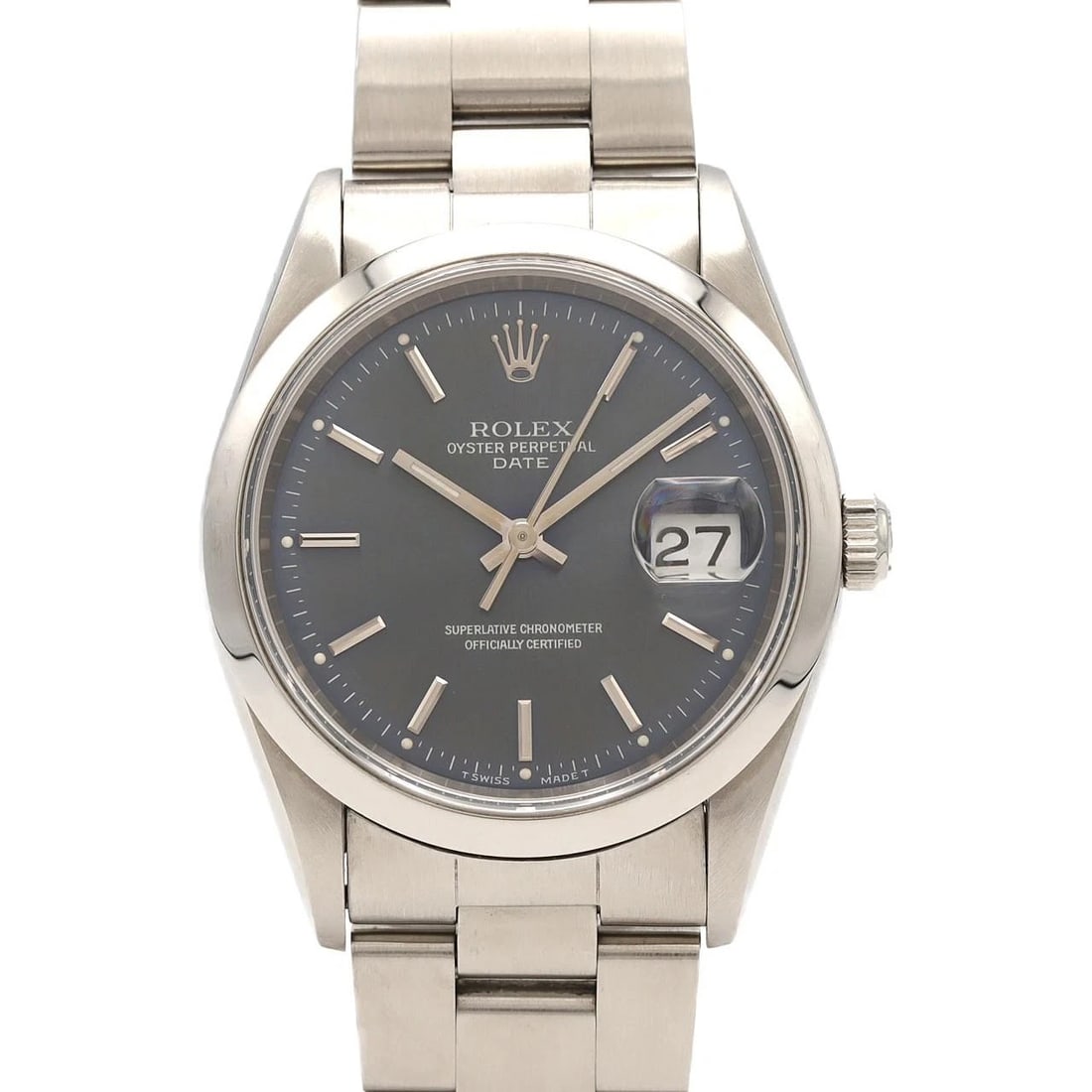 ROLEX OYSTER PERPETUAL DATE WATCH: Rolex Oyster Perpetual Date Watch Brand: ROLEx Type/Style: Wrist watch Material: Case: Stainless Steel Breath: Stainless Steel Color: Dial color: Blue Size: Case diameter: Approx. 34 mm Max wrist circ
