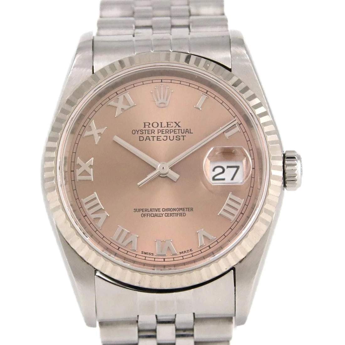 ROLEX DATEJUST SSXWG MECHANICAL WATCH: Rolex Datejust SSxWG Mechanical Watch Brand: ROLEx Type/Style: Wrist watch Material: Case: Stainless steel x white gold Bracelet: Stainless steel Color: Dial color: Pink/Roman Size: Case diameter: App