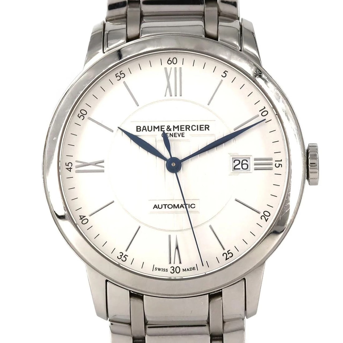BAUME & MERCIER CLASSIMA WATCH: Baume & Mercier Classima Watch Brand: Baume & Mercier Type/Style: Wrist watch Material: Case: Stainless Steel Breath: Stainless Steel Color: Dial Color: Silver Size: Case diameter: Approx. 40 mm Max w