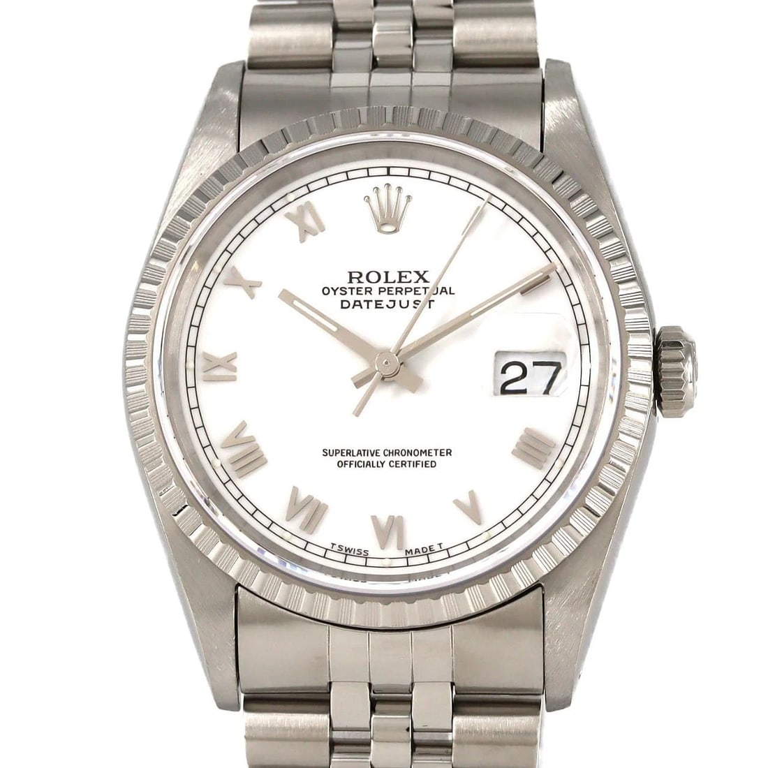 ROLEX DATEJUST STAINLESS STEEL MECHANICAL AUTOMATIC WATCH: Rolex Datejust Stainless Steel Mechanical Automatic Watch Brand: ROLEx Type/Style: Wrist watch Material: Case: Stainless Steel Breath: Stainless Steel Color: Dial color: White/Small Roman numerals Siz