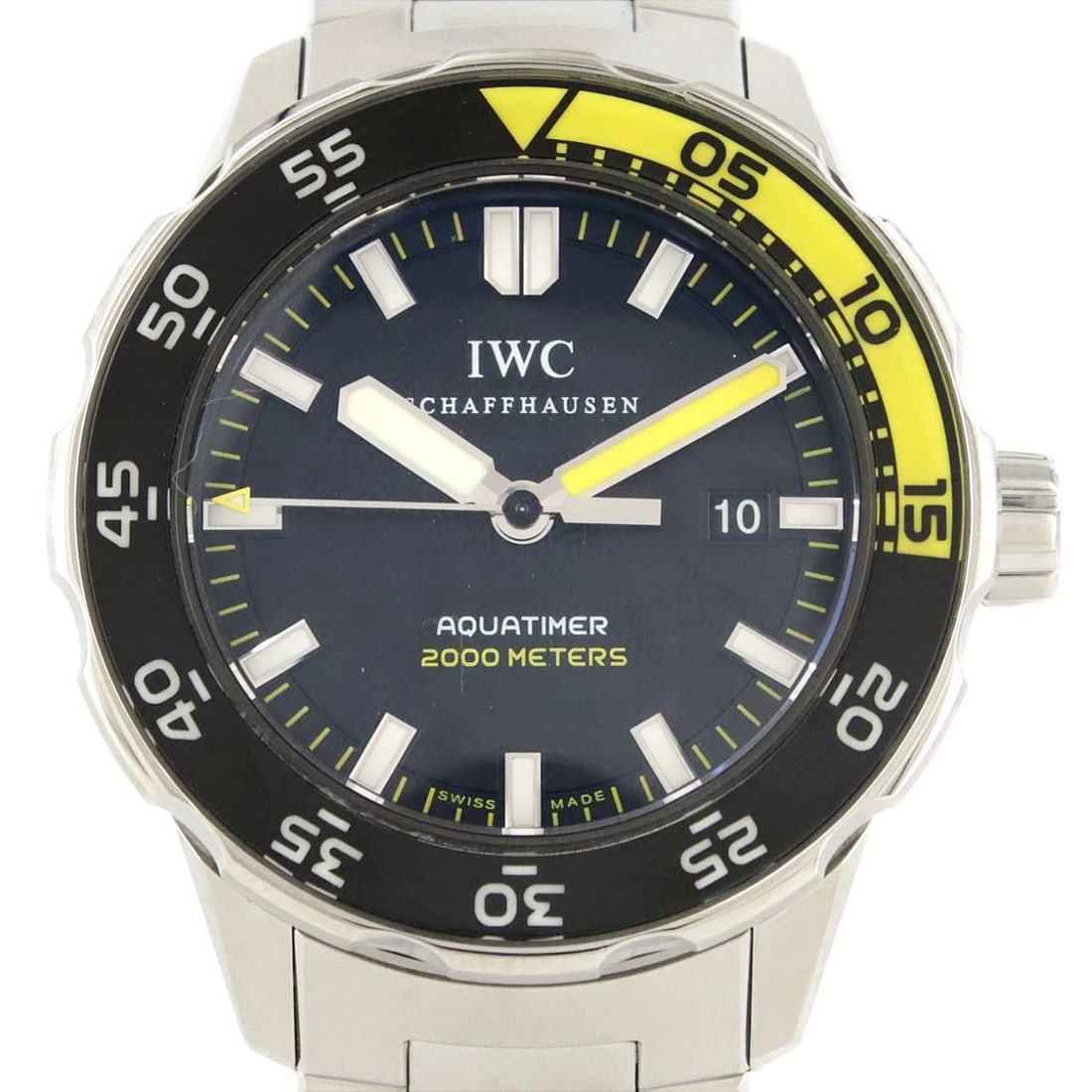 IWC AQUATIMER STAINLESS STEEL MECHANICAL AUTOMATIC WATCH: IWC Aquatimer Stainless Steel Mechanical Automatic Watch Brand: IWC Type/Style: Wrist watch Material: Case: Stainless Steel Breath: Stainless Steel Color: Dial Color: Black Size: Case diameter