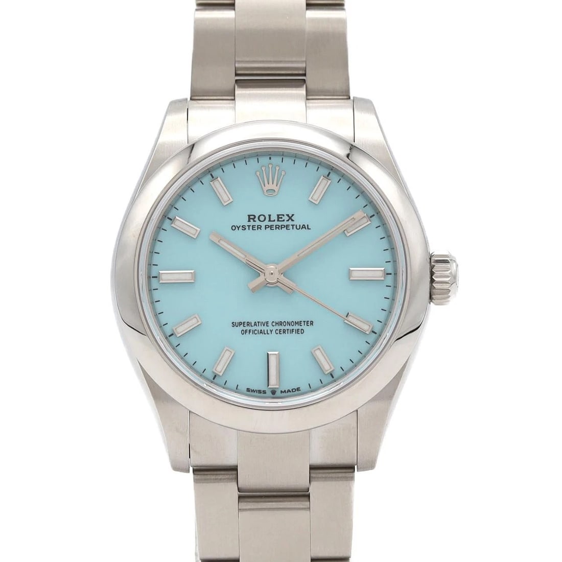 ROLEX OYSTER PERPETUAL STAINLESS STEEL MECHANICAL AUTOMATIC WATCH: Rolex Oyster Perpetual Stainless Steel Mechanical Automatic Watch Brand: ROLEx Type/Style: Wrist watch Material: Case: Stainless Steel Breath: Stainless Steel Color: Dial color: Turquoise blue Size: C