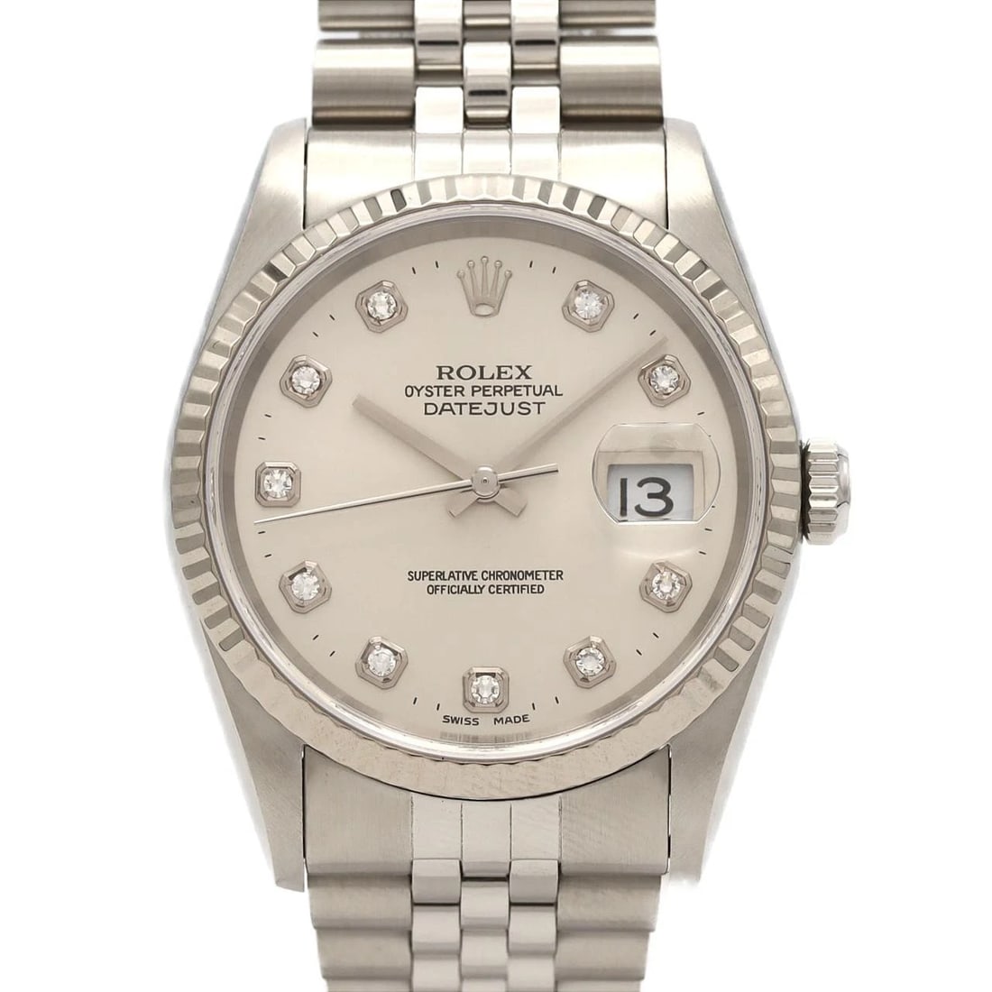 ROLEX DATEJUST SSXWG MECHANICAL AUTOMATIC WATCH: Rolex Datejust SSxWG Mechanical Automatic Watch Brand: ROLEx Type/Style: Wrist watch Material: Case: Stainless steel x white gold Bracelet: Stainless steel Color: Dial color: Silver/Diamond Size: Case