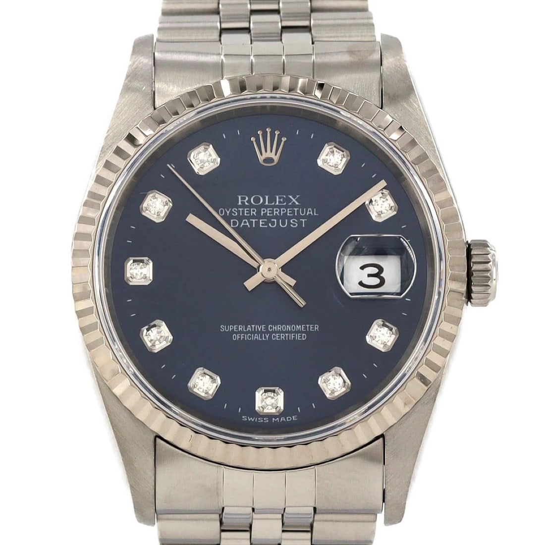 ROLEX DATEJUST SSXWG MECHANICAL AUTOMATIC WATCH: Rolex Datejust SSxWG Mechanical Automatic Watch Brand: ROLEx Type/Style: Wrist watch Material: Case: Stainless steel x white gold Bracelet: Stainless steel Color: Dial color: Blue/Diamond Size: Case d