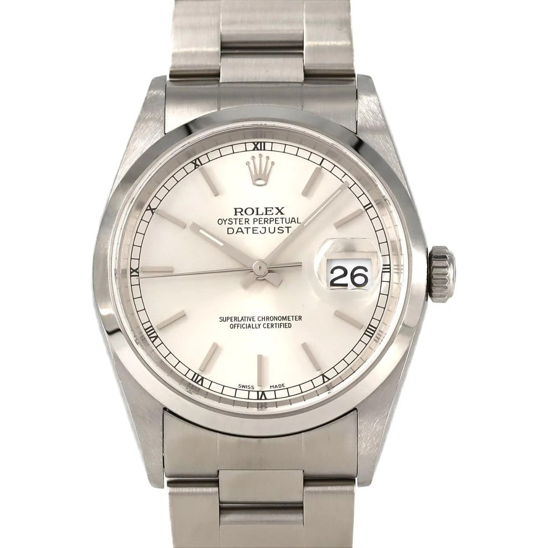 ROLEX DATEJUST STAINLESS STEEL MECHANICAL AUTOMATIC WATCH: Rolex Datejust Stainless Steel Mechanical Automatic Watch Brand: ROLEx Type/Style: Wrist watch Material: Case: Stainless Steel Breath: Stainless Steel Color: Dial Color: Silver Size: Case diameter: Ap