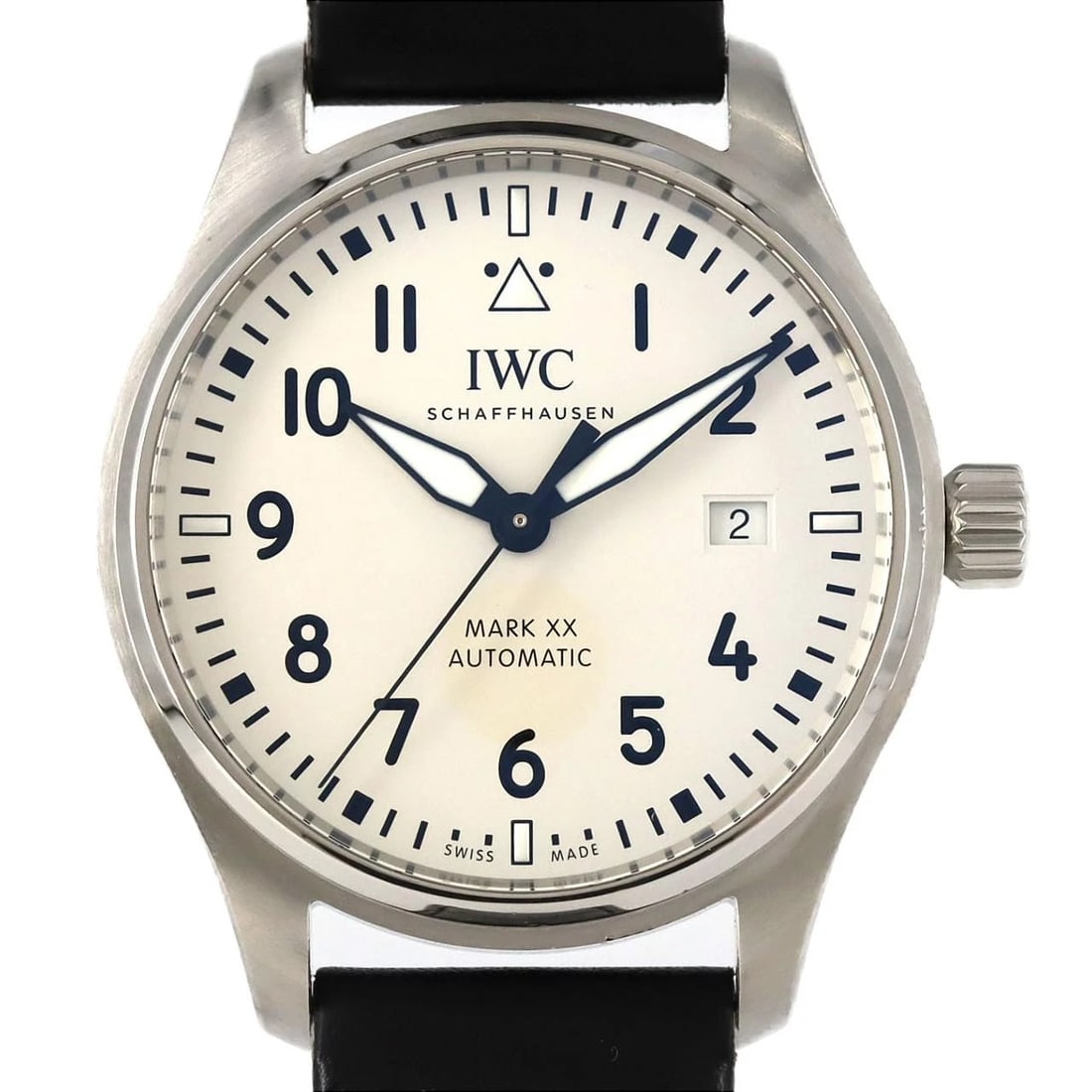 IWC PILOT'S WATCH MARK STAINLESS STEEL MECHANICAL AUTO WATCH: IWC Pilot's Watch Mark Stainless Steel Mechanical Auto Watch Brand: IWC Type/Style: Wrist watch Material: Case: Stainless Steel Bracelet: Strap Color: Dial Color: Silver/Arabic Band Color: Black Size: