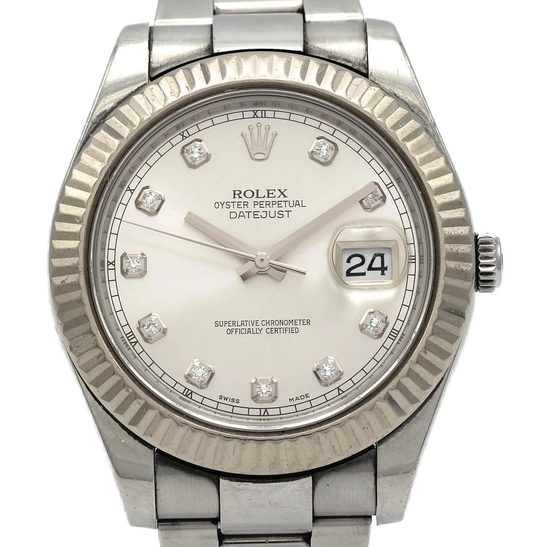 ROLEX DATEJUST II SSXWG MECHANI WATCH: Rolex Datejust II SSxWG Mechani Watch Brand: ROLEx Type/Style: Wrist watch Material: Case: Stainless steel x white gold Bracelet: Stainless steel Color: Dial color: Silver/Diamond Size: Case diameter: