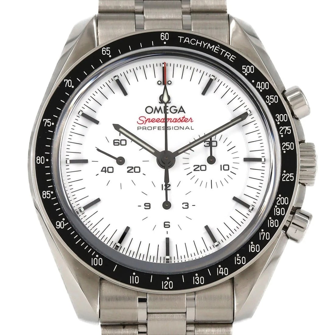 OMEGA SPEEDMASTER MOONWATCH PROFESSIONAL STAIN WATCH: Omega Speedmaster Moonwatch Professional Stain Watch Brand: OMEGA Type/Style: Wrist watch Material: Case: Stainless Steel Breath: Stainless Steel Color: Dial Color: White Size: Case diameter: Approx. 