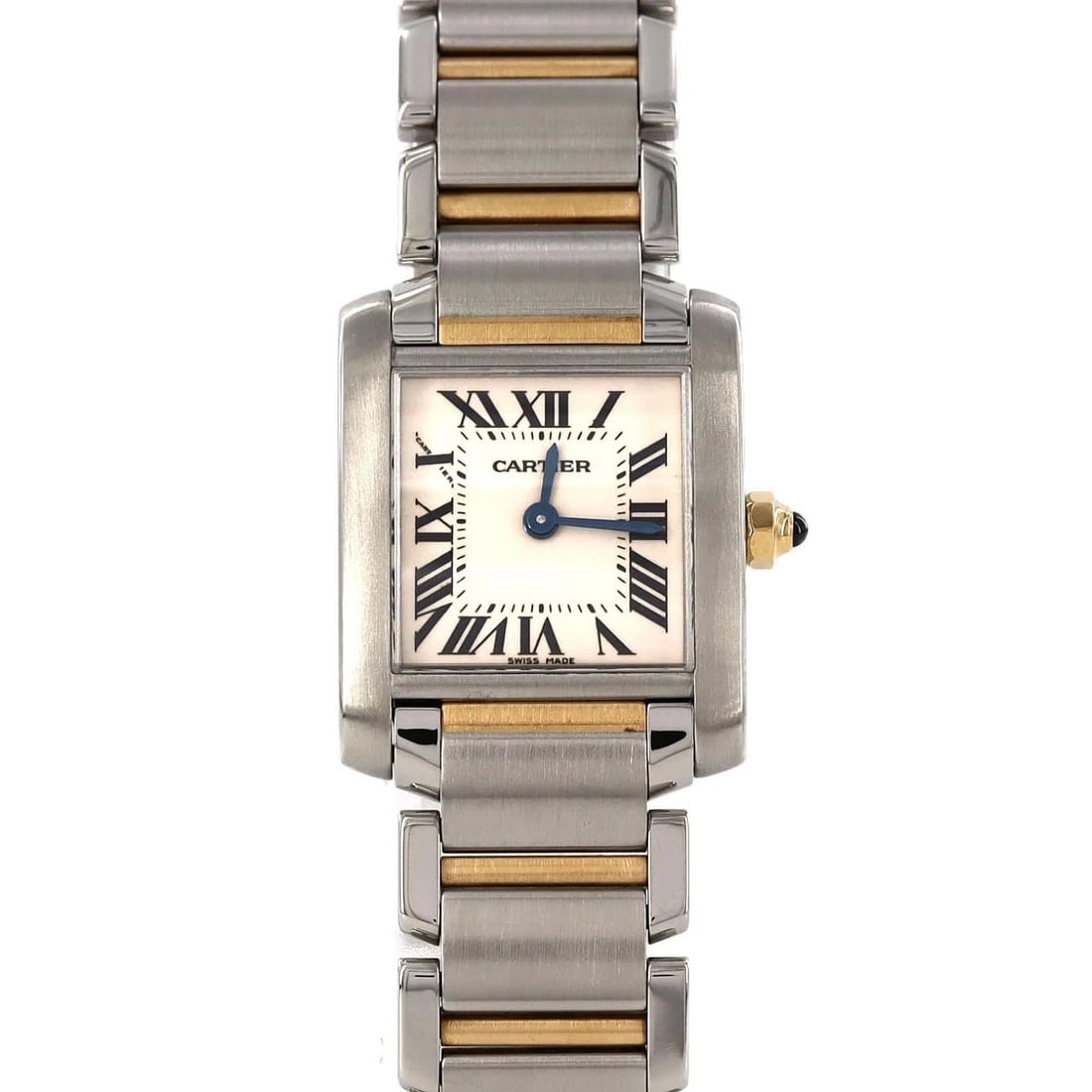 CARTIER TANK FRANCAISE SM TWO-TONE SSXYG QUARTZ WATCH: Cartier Tank Francaise SM Two-tone SSxYG Quartz Watch Brand: CARTIER Type/Style: Wrist watch Material: Case: Stainless steel x yellow gold Bracelet: Stainless steel x yellow gold Color: Dial color: Si