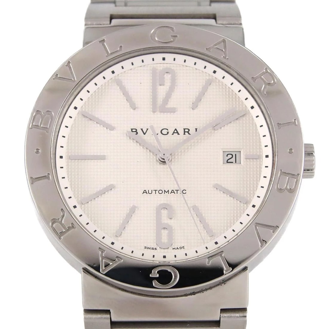 BVLGARI STAINLESS STEEL WATCH: Bvlgari Stainless Steel Watch Brand: BVLGARI Type/Style: Wrist watch Material: Case: Stainless Steel Breath: Stainless Steel Color: Dial Color: White Size: Case diameter: Approx. 42 mm Max wrist