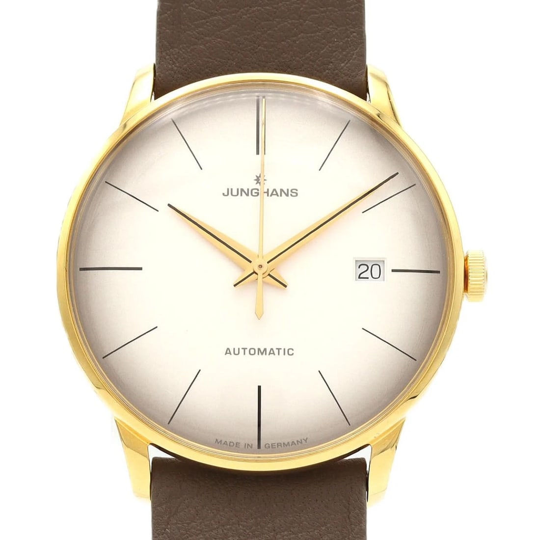 JUNGHANS MEISTER GOLD PLATED GOLD PLATED MECHANICAL WATCH: Junghans Meister Gold Plated Gold Plated Mechanical Watch Brand: JUNGHANS Type/Style: Wrist watch Material: Case: Gold plated Bracelet: Strap Color: Dial color: Silver Band color: Size: Case
