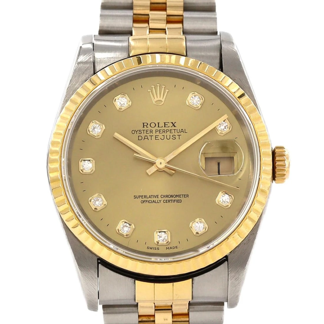 ROLEX DATEJUST SSXYG MECHANICAL WATCH: Rolex Datejust SSxYG Mechanical Watch Brand: ROLEx Type/Style: Wrist watch Material: Case: Stainless steel x yellow gold Bracelet: Stainless steel x yellow gold Color: Dial color: Gold/Diamond Size: C