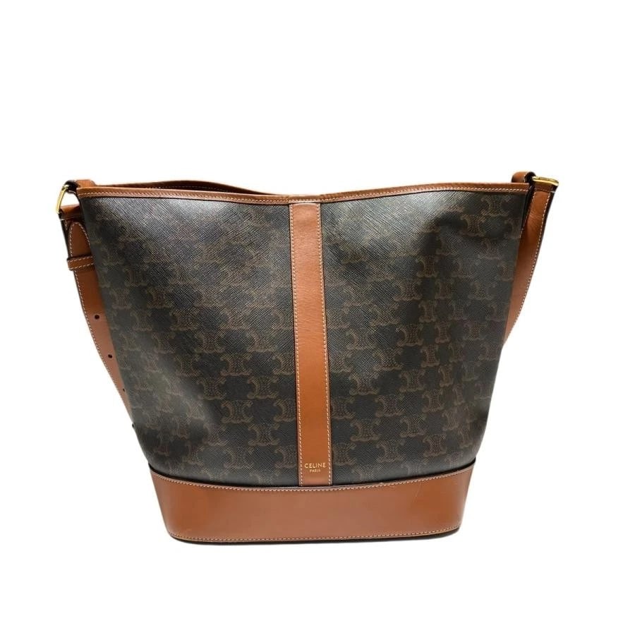 CELINE BAG: TRIOMPHE MEDIUM BUCKET BROWN - 2