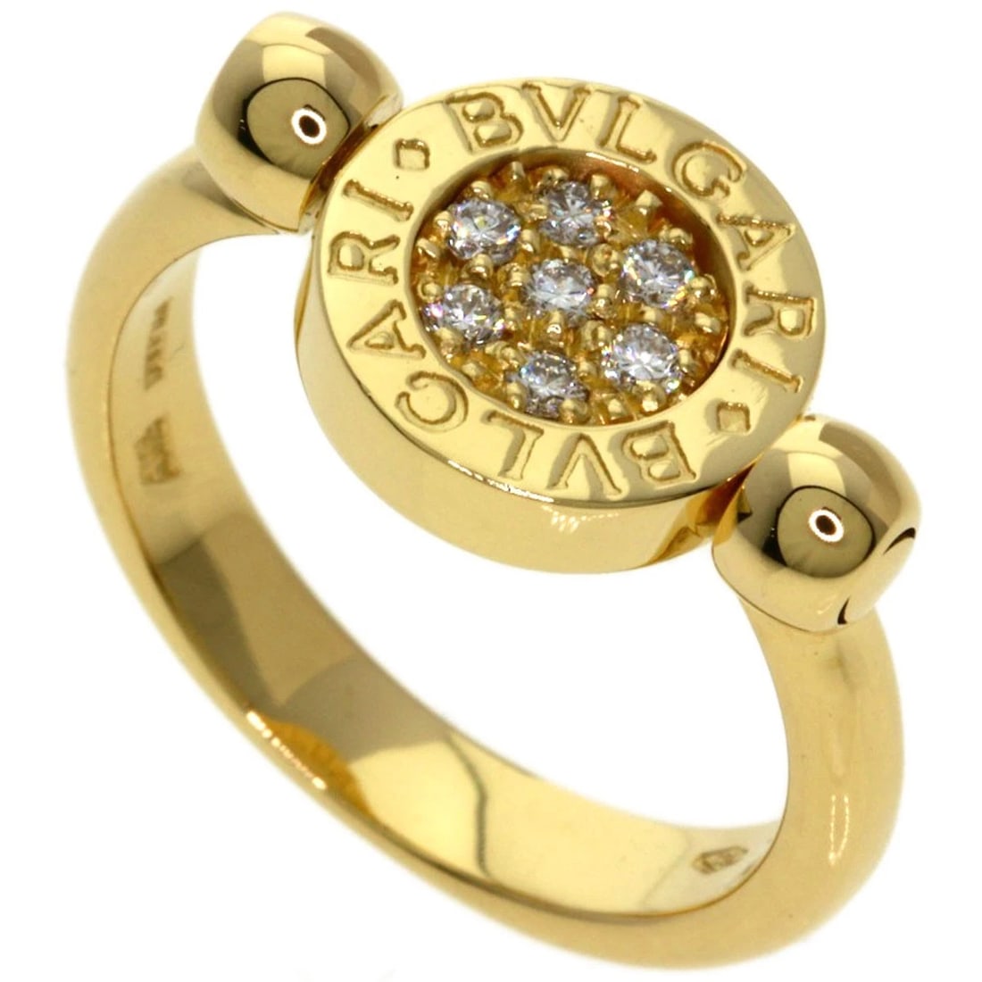 BVLGARI DIAMOND RING K18 YELLOW GOLD: BVLGARI Diamond Ring K18 Yellow Gold Brand: BVLGARI Type/Style: Ring Material: K18 Yellow Gold, Main Stone Natural Color: Gold Size: 4.5(US) Accessories: None Accessories Notice: When purchasing