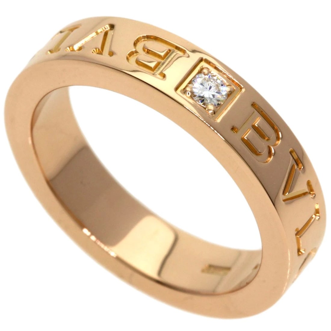 BVLGARI DOUBLE LOGO DIAMOND RING K18 PINK GOLD: BVLGARI Double logo Diamond Ring K18 Pink Gold Brand: BVLGARI Type/Style: Ring Material: K18 Pink Gold, Main Stone Natural Color: Gold Size: 4.5(US) Accessories: None Accessories Notice: W