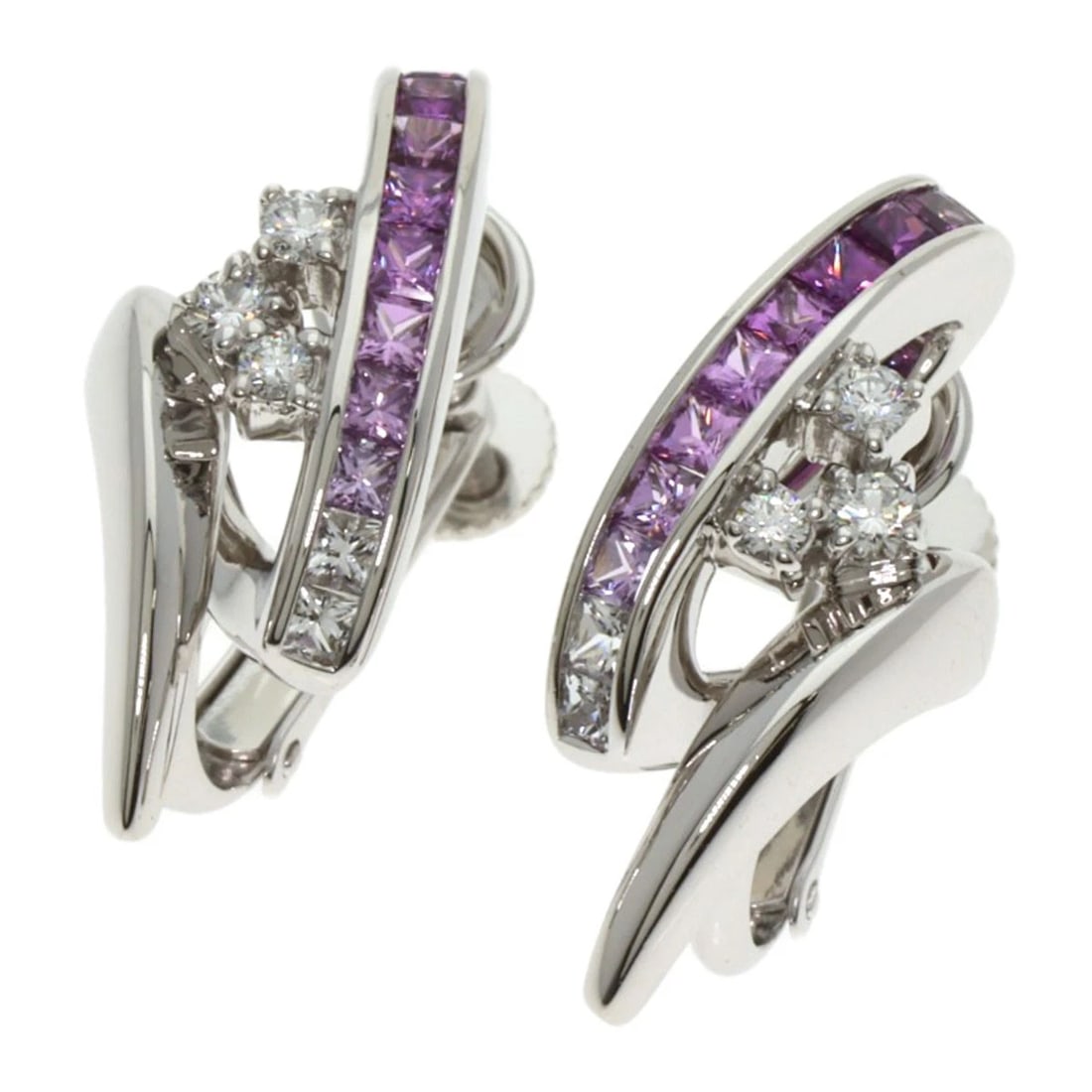 JEUNET SAPPHIRE DIAMOND EARRING K18 WHITE GOLD K14WG (1 of 2)