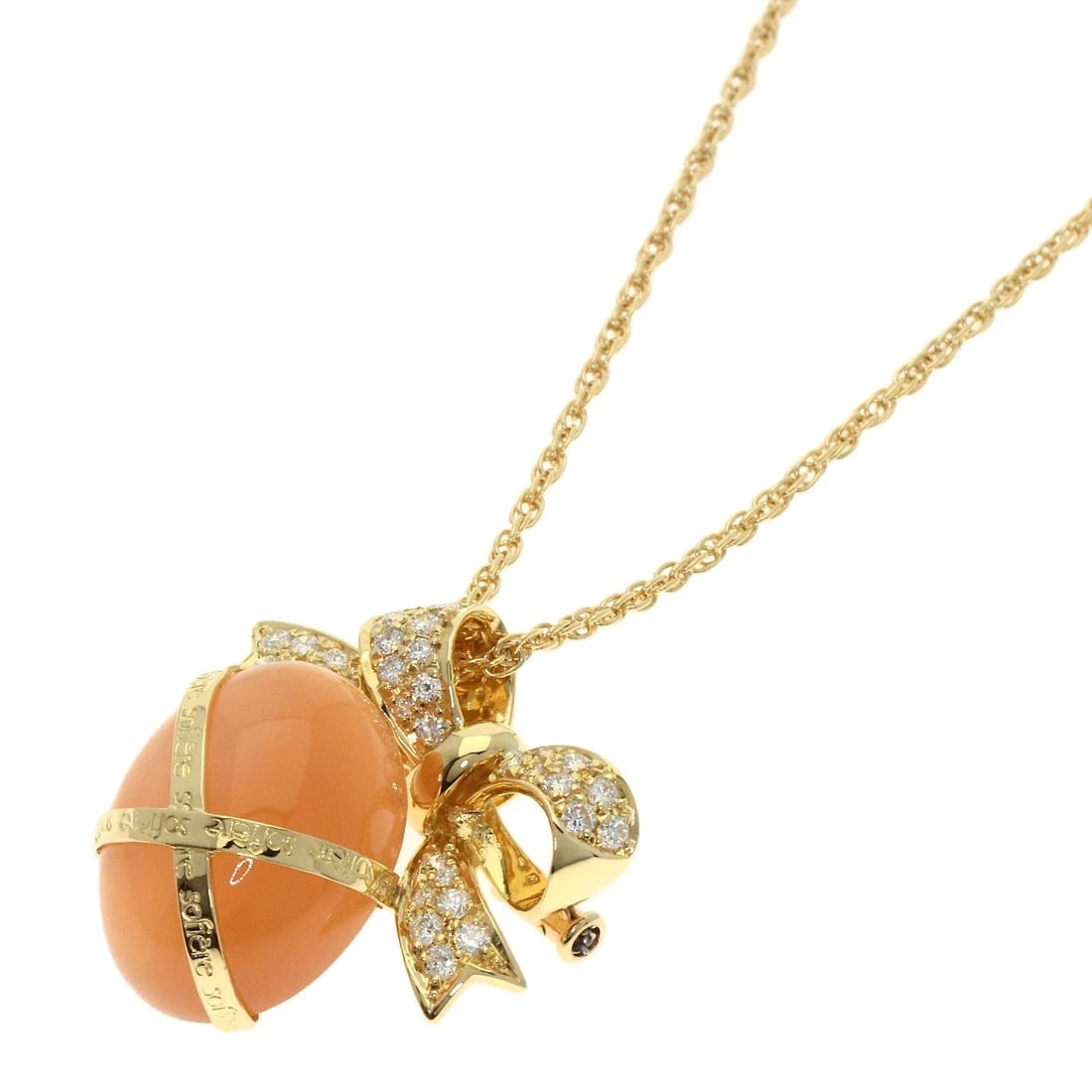 MOONSTONE DIAMOND NECKLACE K18 YELLOW GOLD (1 of 2)