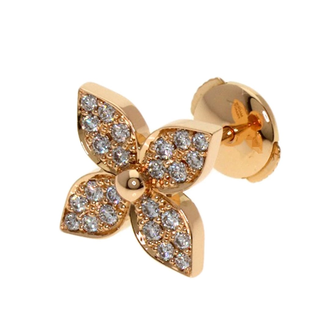LOUIS VUITTON PUCE STAR BLOSSOM DIAMOND ONE SIDE ONLY EARRING K18 PINK GOLD: LOUIS VUITTON Puce Star Blossom Diamond One Side Only earring K18 Pink Gold Brand: LOUIS VUITTON Type/Style: earring Material: K18 Pink Gold, Main Stone Natural Color: Gold Size: Top Size:0.4inch/9.6x