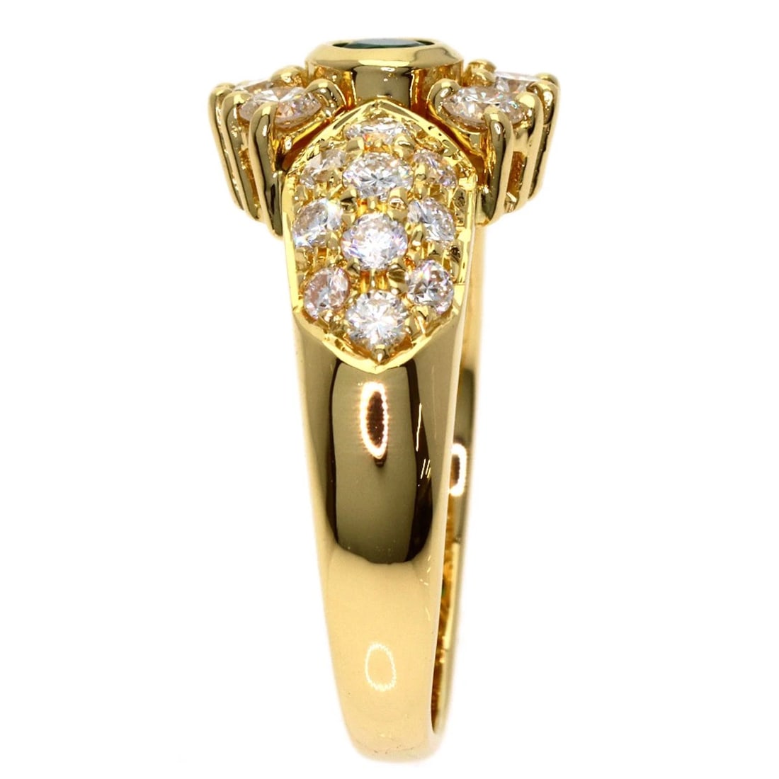 BOUCHERON EMERALD DIAMOND RING K18 YELLOW GOLD: Boucheron Emerald Diamond Ring K18 Yellow Gold Brand: Boucheron Type/Style: Ring Material: K18 Yellow Gold, Main Stone Natural Color: Gold Size: 7.25(US) Accessories: None Accessories Noti