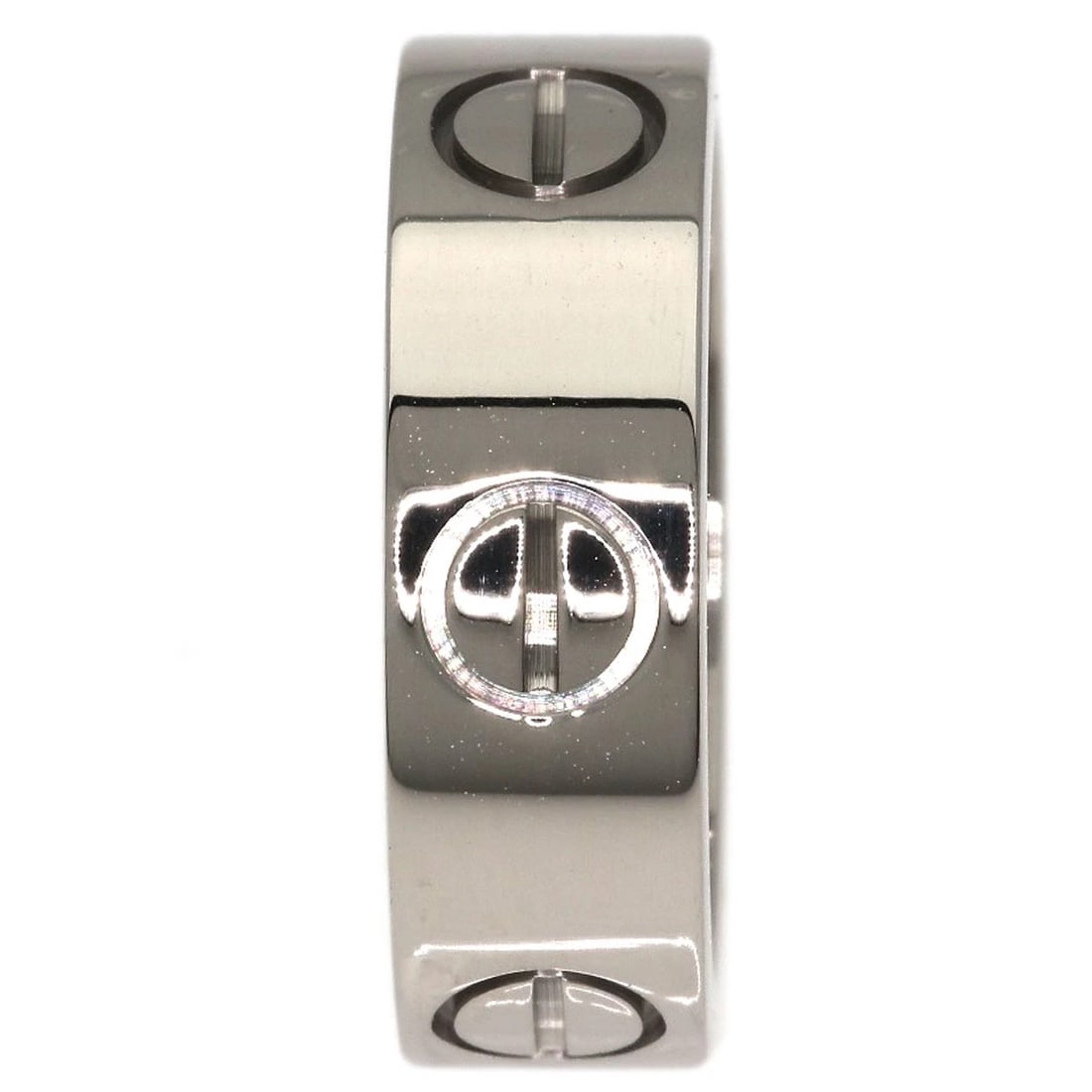 CARTIER LOVE RING K18 WHITE GOLD: CARTIER love Ring K18 White Gold Brand: CARTIER Type/Style: Ring Material: K18 White Gold, Color: Silver Size: 4.25(US) Accessories: None Accessories Notice: When purchasing pre-owned good