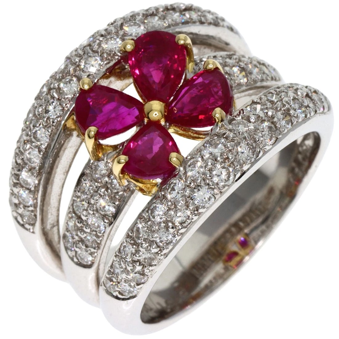 PONTE VECCHIO RUBY DIAMOND RING K18 WHITE GOLD - 2