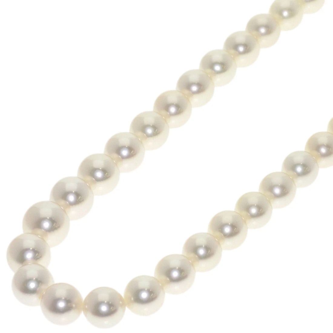 MIKIMOTO PEARL NECKLACE SILVER K18 WHITE GOLD: MIKIMOTO Pearl Necklace Silver K18 White Gold Brand: MIKIMOTO Type/Style: Necklace Material: Silver/K18 White Gold, Main Stone Pearl Color: white Size: Stone Size:0.3inch/6.5-8.6mm Chain