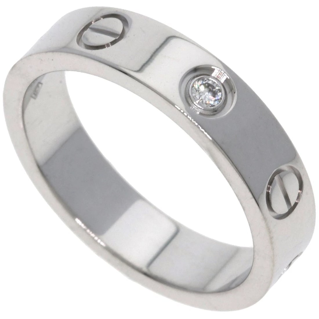 CARTIER MINI LOVE RING K18 WHITE GOLD: CARTIER Mini Love Ring K18 White Gold Brand: CARTIER Type/Style: Ring Material: K18 White Gold, Main Stone Natural Color: Silver Size: 4.5(US) Accessories: None Accessories Notice: When pu