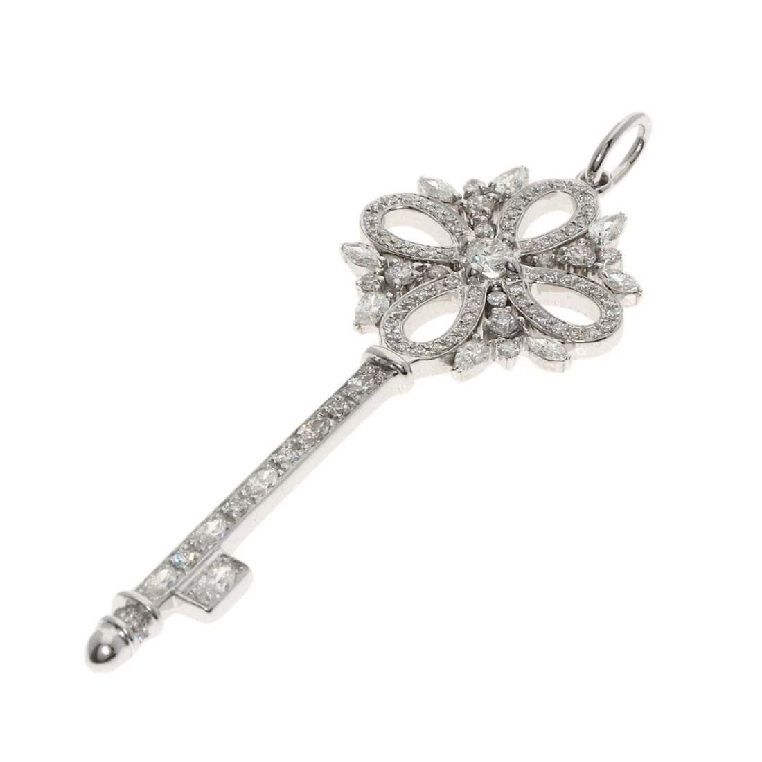 TIFFANY&CO. DIAMOND PENDANT TOP K18 WHITE GOLD: TIFFANY&Co. Diamond Pendant top K18 White Gold Brand: TIFFANY&Co. Type/Style: Pendant top Material: K18 White Gold, Main Stone Natural Color: Silver Size: Top Size:1.8inch/44.8?16.5?1.8mm Accessor