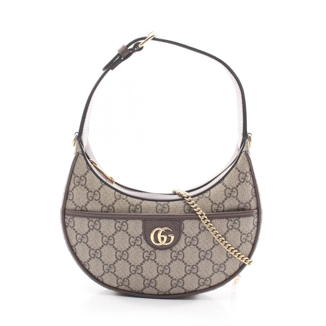 GUCCI OPHIDIA GG SUPREME CHAIN SHOULDER HANDBAG: GUCCI Ophidia GG Supreme Chain shoulder Handbag Brand: GUCCI Type/Style: Handbag Material: PVC coated canvas ? leather Color: Beige?ish colors ? Brown?ish colors Size: (H:4.3inch x W:7.1inch x D:2.0in