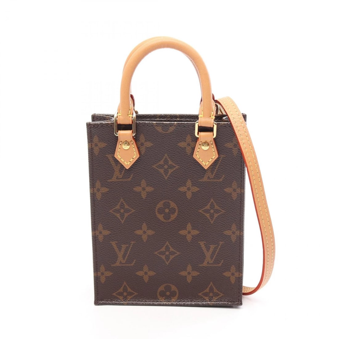 LOUIS VUITTON PETITE SAC PLAT SHOULDER CROSSBODY HANDBAG: LOUIS VUITTON Petite Sac Plat shoulder crossbody Handbag Brand: LOUIS VUITTON Type/Style: Handbag Material: Monogram ? PVC coated canvas ? leather Color: Brown?ish colors Size: (H:6.7inch x W:5.3inch 