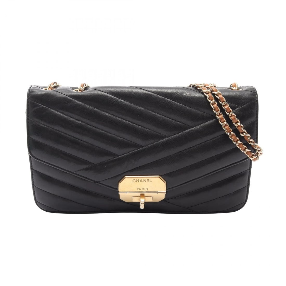 CHANEL BIAS STITCH CHAIN SHOULDER BAG LEATHER BLACK: CHANEL Bias stitch Chain Shoulder Bag leather Black Brand: CHANEL Type/Style: Shoulder Bag Material: leather Color: Black?ish colors Size: (H:6.5inch x W:10.2inch x D:2.0inch) Accessories: None