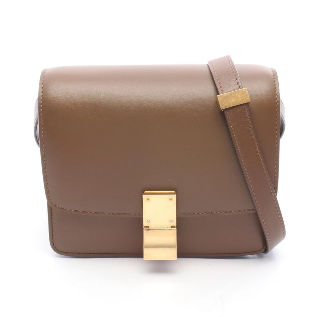 CELINE CLASSIC BOX SMALL SHOULDER CROSSBODY BAG: CELINE Classic Box Small Shoulder Crossbody Bag Brand: CELINE Type/Style: Shoulder Bag Material: leather Color: Brown?ish colors Size: (H:5.7inch x W:6.5inch x D:2.6inch) Accessories: None