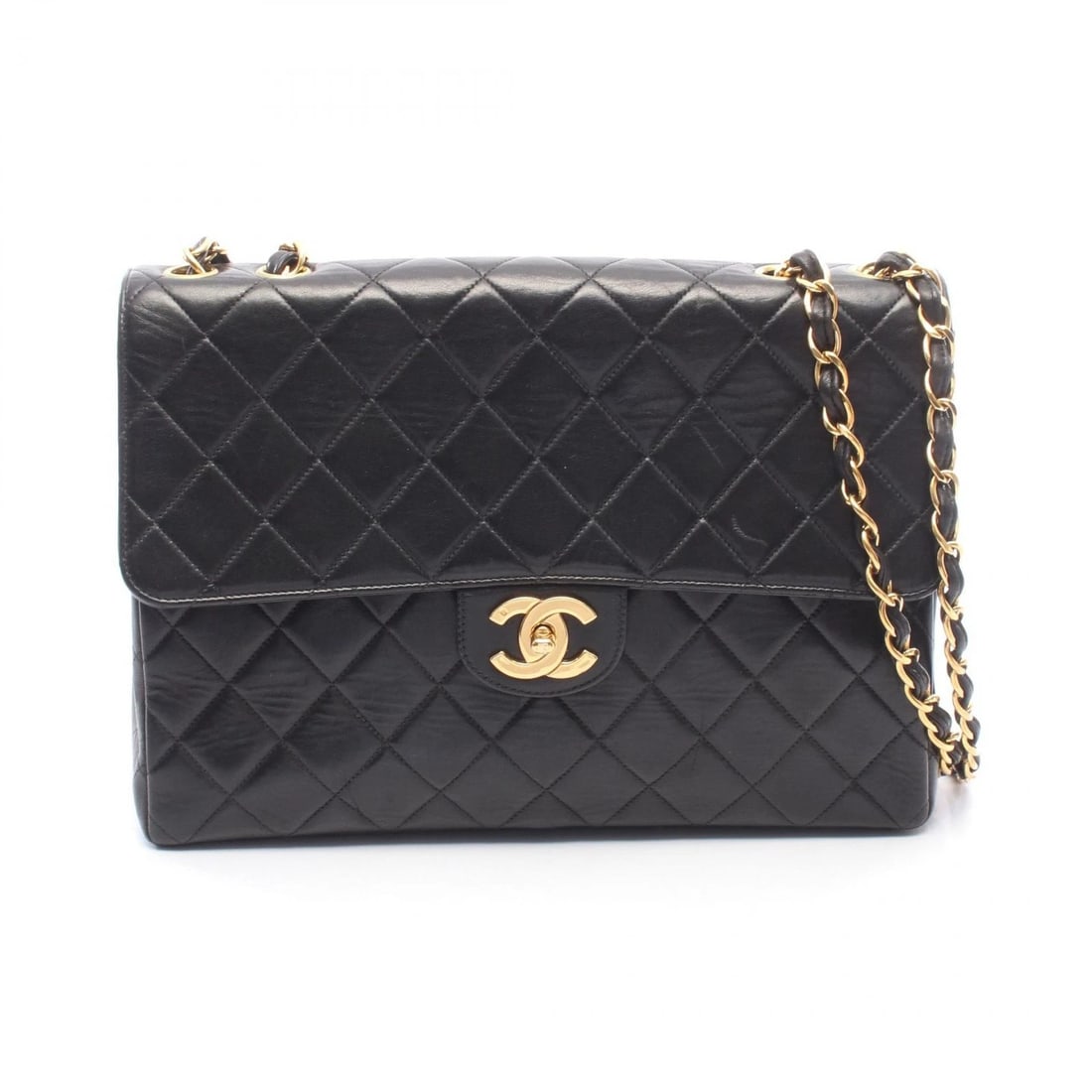 CHANEL MATELASSE SINGLE FLAP SHOULDER BAG LAMB LEATHER BLACK: CHANEL Matelasse Single Flap Shoulder Bag Lamb leather Black Brand: CHANEL Type/Style: Shoulder Bag Material: Lambskin (sheep leather) Color: Black?ish colors Size: (H:8.3inch x W:11.8inch x