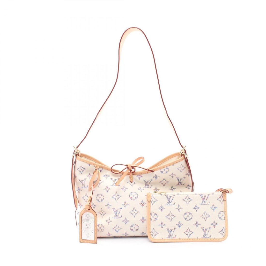 LOUIS VUITTON CARRYALL NM PM SHOULDER BAG: LOUIS VUITTON Carryall NM PM Shoulder Bag Brand: LOUIS VUITTON Type/Style: Shoulder Bag Material: Monogram / Jacquard ? leather ? Jacquard Color: White?ish colors ? Multicolor?ish colors Size: (H:8.1i