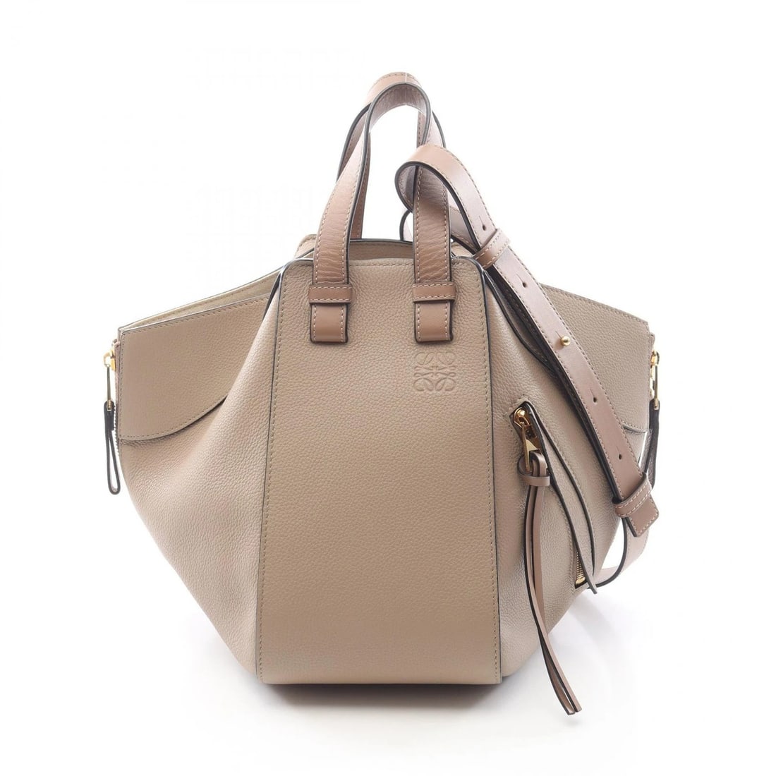 LOEWE HAMMOCK BAG SMALL 2-WAY SHOULDER HANDBAG: LOEWE Hammock Bag Small 2-WAY Shoulder Handbag Brand: LOEWE Type/Style: Handbag Material: leather Color: Beige?ish colors Size: (H:9.8inch x W:5.5inch x D:9.8inch) Accessories: None Access
