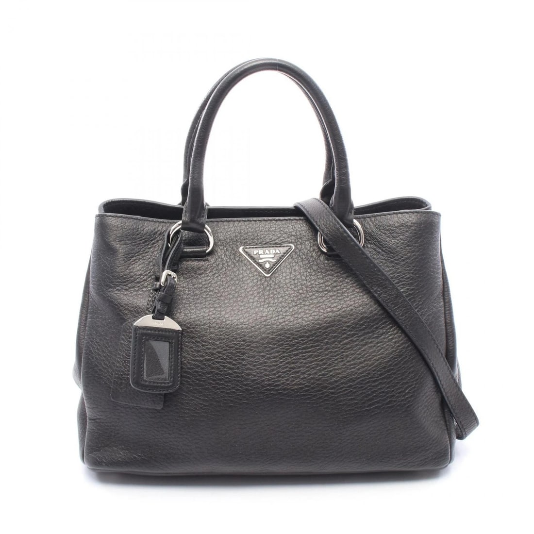 PRADA TRIANGLE SHOULDER CROSSBODY TOTE HANDBAG LEATHER BLACK: PRADA Triangle shoulder crossbody tote Handbag leather Black Brand: PRADA Type/Style: Handbag Material: leather Color: Black?ish colors Size: (H:9.8inch x W:13.4inch x D:7.1inch) Accessories: None