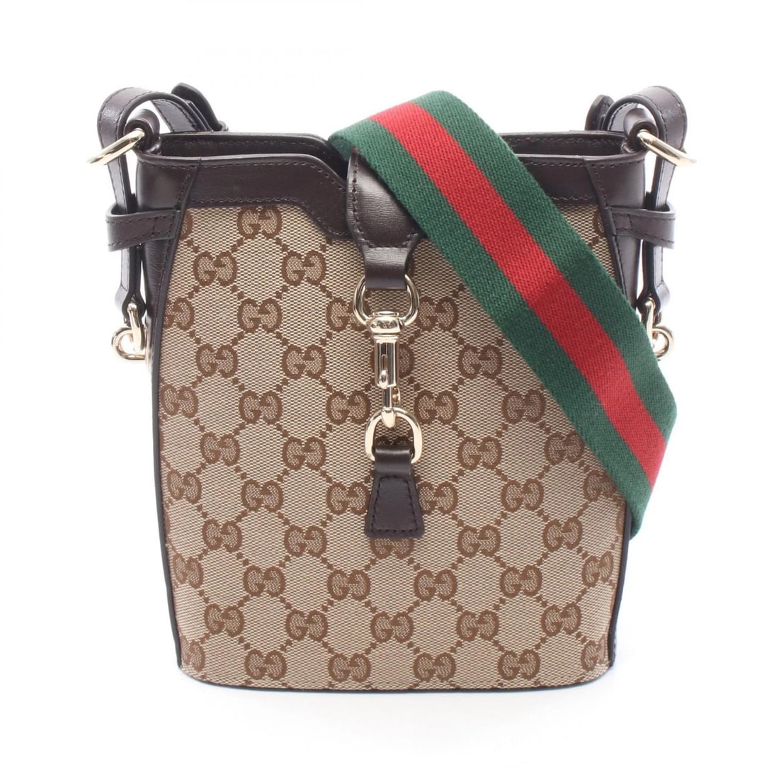 GUCCI GG MINI BUCKET CROSSBODY SHOULDER BAG: GUCCI GG Mini Bucket Crossbody Shoulder Bag Brand: GUCCI Type/Style: Shoulder Bag Material: canvas ? leather Color: Beige?ish colors ? Brown?ish colors Size: (H:7.5inch x W:5.9inch x D:1.6inch) Ac