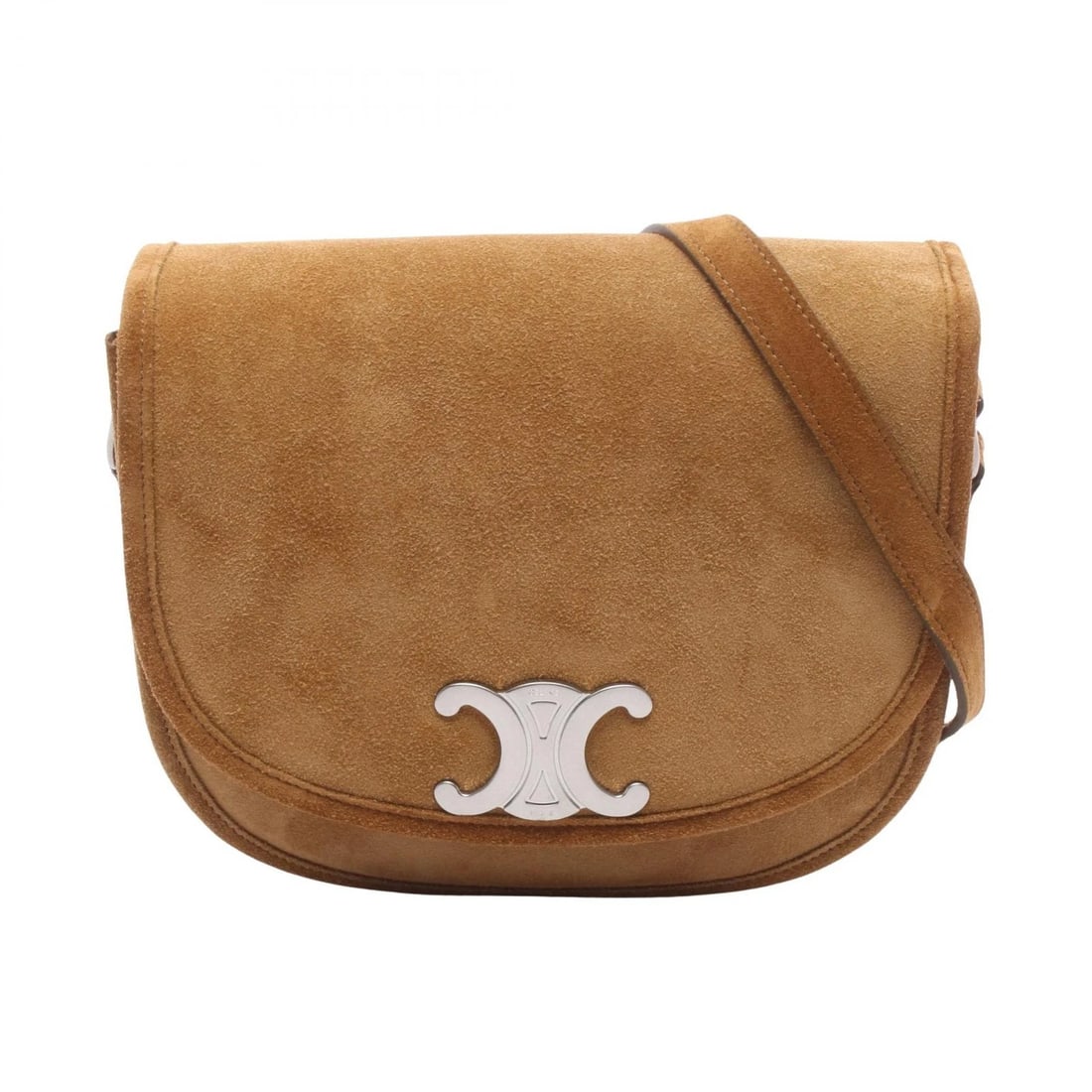 CELINE TRIOMPHE SHOULDER CROSSBODY BAG: CELINE Triomphe Shoulder Crossbody Bag Brand: CELINE Type/Style: Shoulder Bag Material: Suede Color: Brown?ish colors Size: (H:7.7inch x W:8.9inch x D:2.0inch) Accessories: None Accessorie
