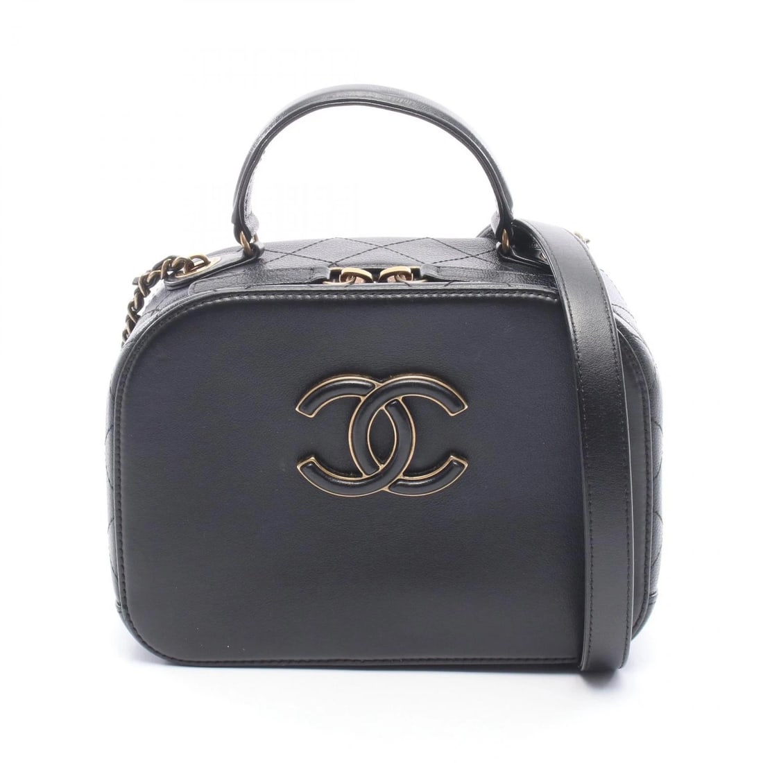 CHANEL MATELASSE TOP HANDLE 2WAY CHAIN SHOULDER BAG: CHANEL Matelasse Top Handle 2WAY Chain Shoulder Bag Brand: CHANEL Type/Style: Shoulder Bag Material: leather Color: Black?ish colors Size: (H:5.5inch x W:7.5inch x D:3.0inch) Accessories: None